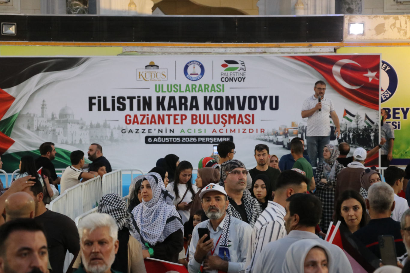 Uluslararası Filistin Vicdan Konvoyu Gaziantep'te mitingle karşılandı