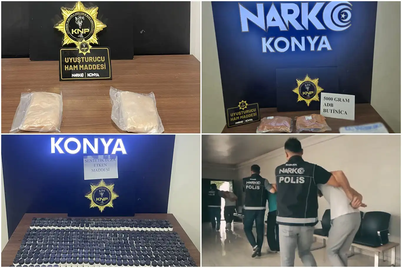  Konya’da yüklü miktarda uyuşturucu ve hammadde ele geçirildi