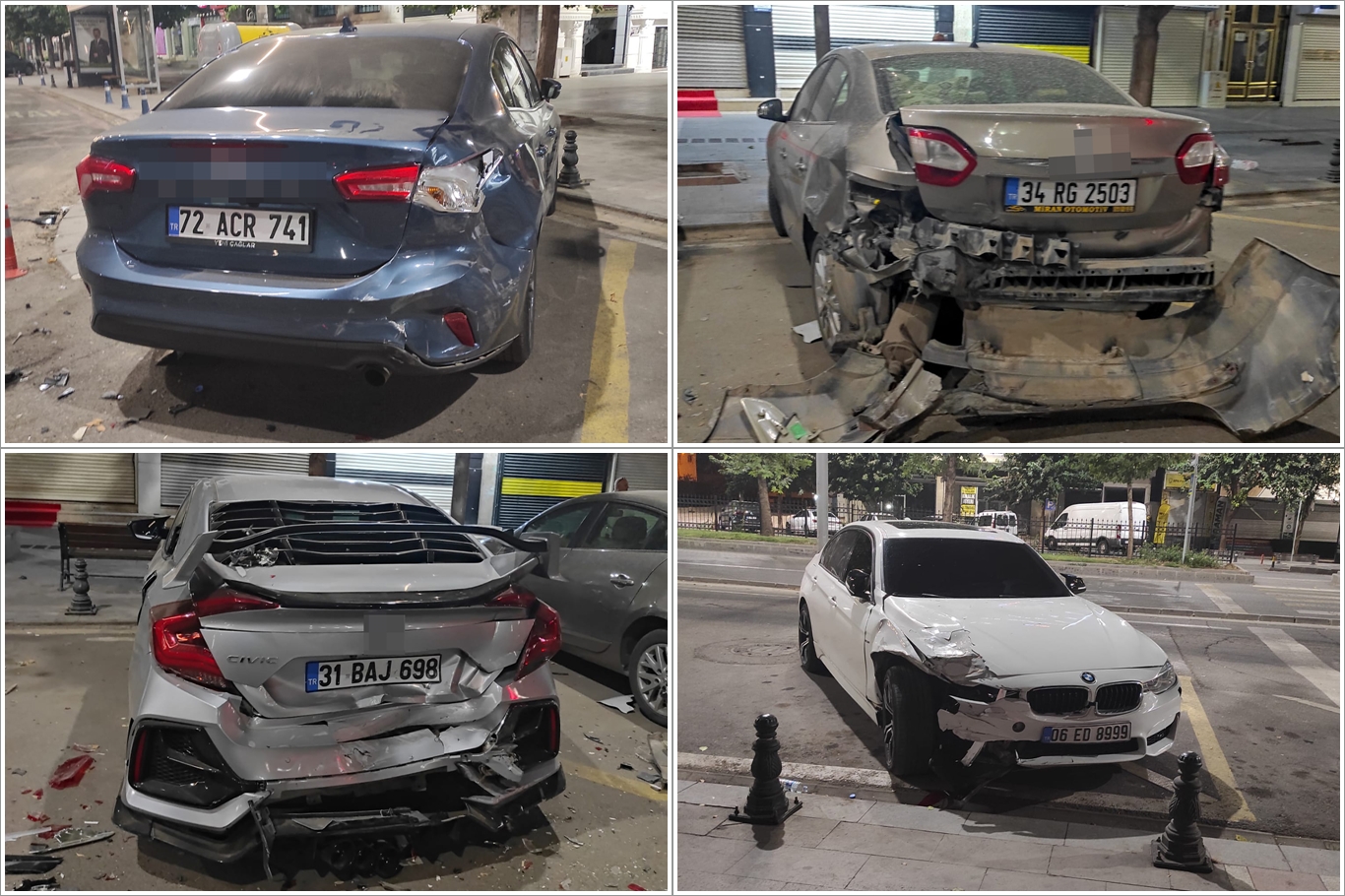 Batman'da otomobil park halindeki 3 araca çarptı